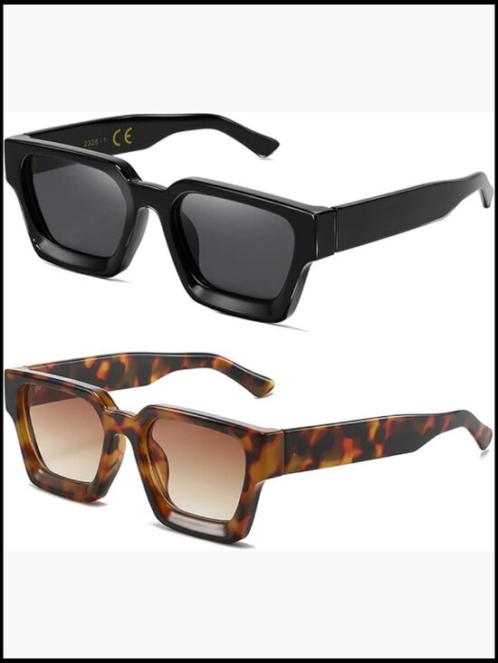 Retro Square Polarized Sunglasses for Men Women Chunky Frame Vintage Shades main image 5